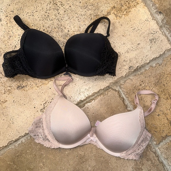 Victoria's Secret Other - Dream Angels Victorias Secret 34B Pushup Bra Solid Beige & Black Lot floral